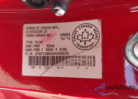 2018 Honda Civic Ex-T from USA, damaged, VIN 2HGFC3B31JH355123